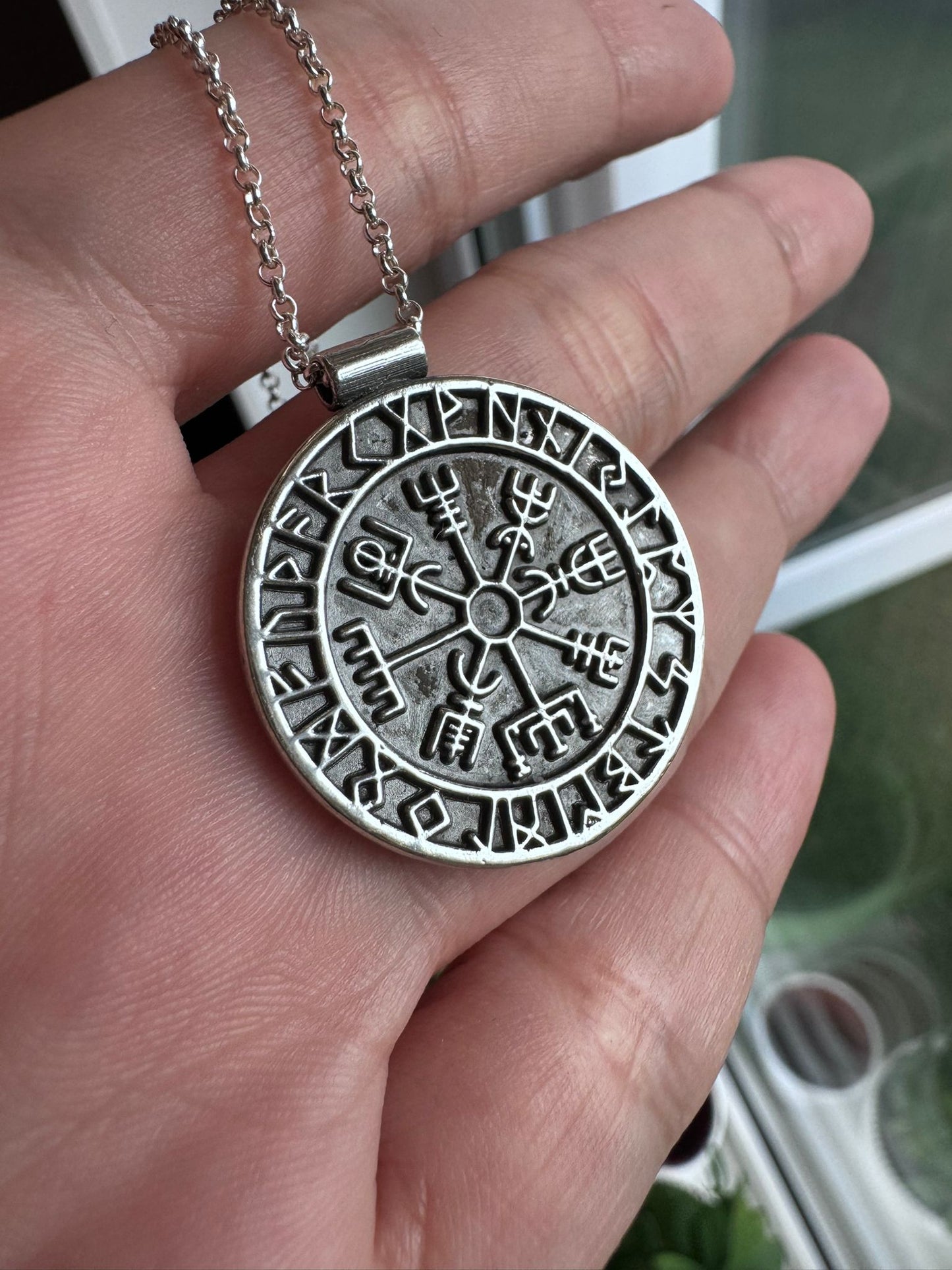 Colier argint Vegvisir - Busola Vikinga