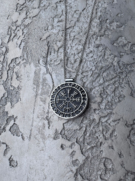 Colier argint Vegvisir - Busola Vikinga